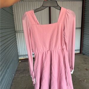 Elegant Pink Long Sleeve Dress